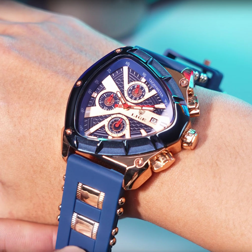 Watch Triangle Luxury - LIGE ファッションメンズ腕時計トライアングルクロノグラフミリタリー腕時計スポーツアーミーメンズ腕時計高級防水クォーツ時計男リロイ
