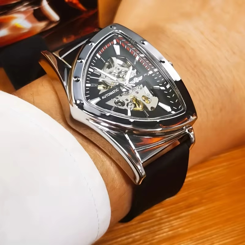 Watch Triangle Luxury - WINNER メンズ高級軍事機械式時計自動三角スケルトン発光針ファッションラバーストラップスポーツ腕時計