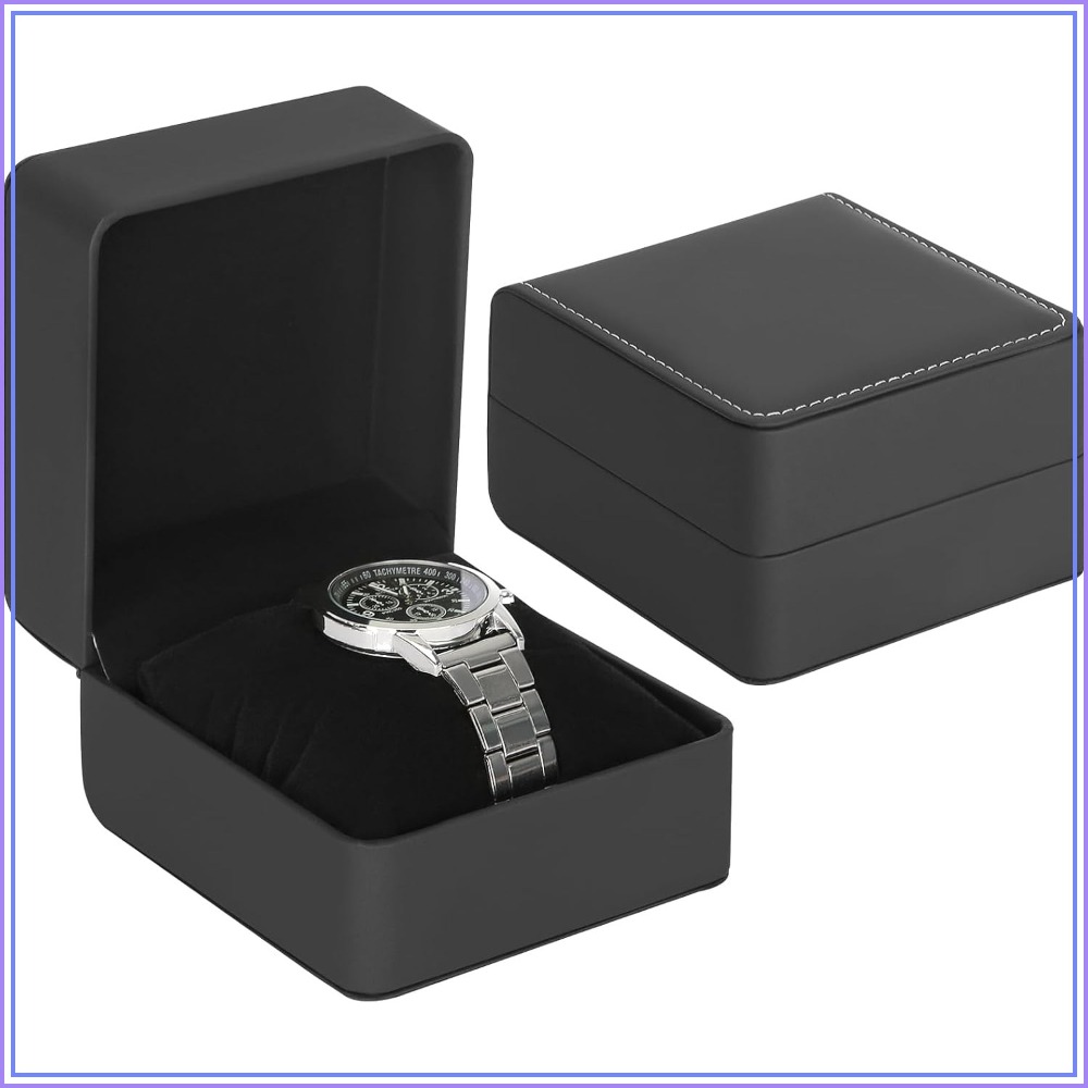 Luxury Watch Image - 高級PUレザー製腕時計トラベルケース、取り外し可能な枕付き、コンパクトディスプレイオーガナイザー、男女兼用、ブラック
