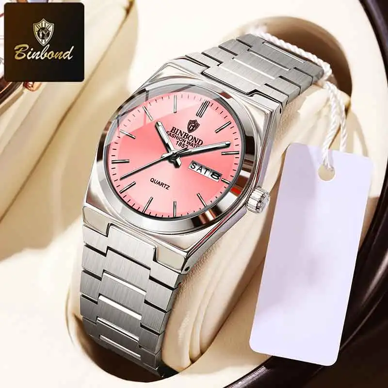 Luxury Quartz Watch Brands - BINBOND 高級ブランドファッションレディースクォーツ腕時計 新品ステンレススチールスポーツオリジナル防水ナイトライト日付表示レディース腕時計