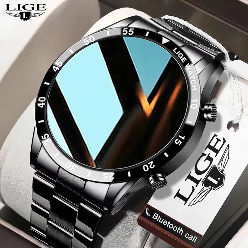 Luxury Watch German - LIGE 新しい Bluetooth 通話スマートウォッチメンズフルタッチスクリーン高級スチールスポーツフィットネススマートウォッチ IP67 防水
