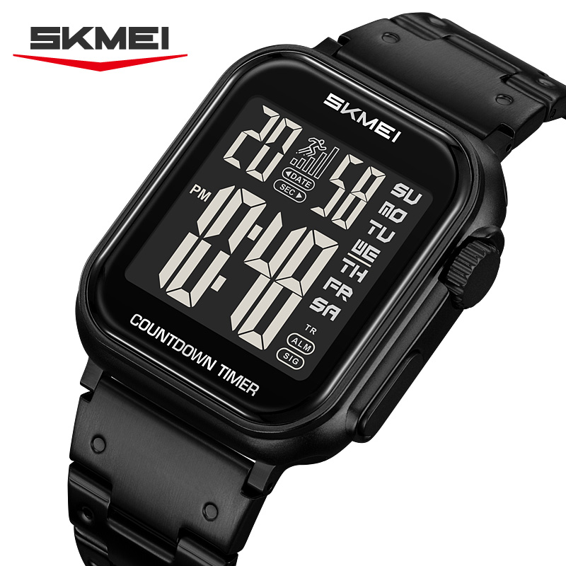 Watch Triangle Luxury - SKMEI 2447 電子ムーブメント時計、高級メンズデジタル腕時計、ステンレススチール製カウントダウン、ファッショナブルなストップウォッチ腕時計