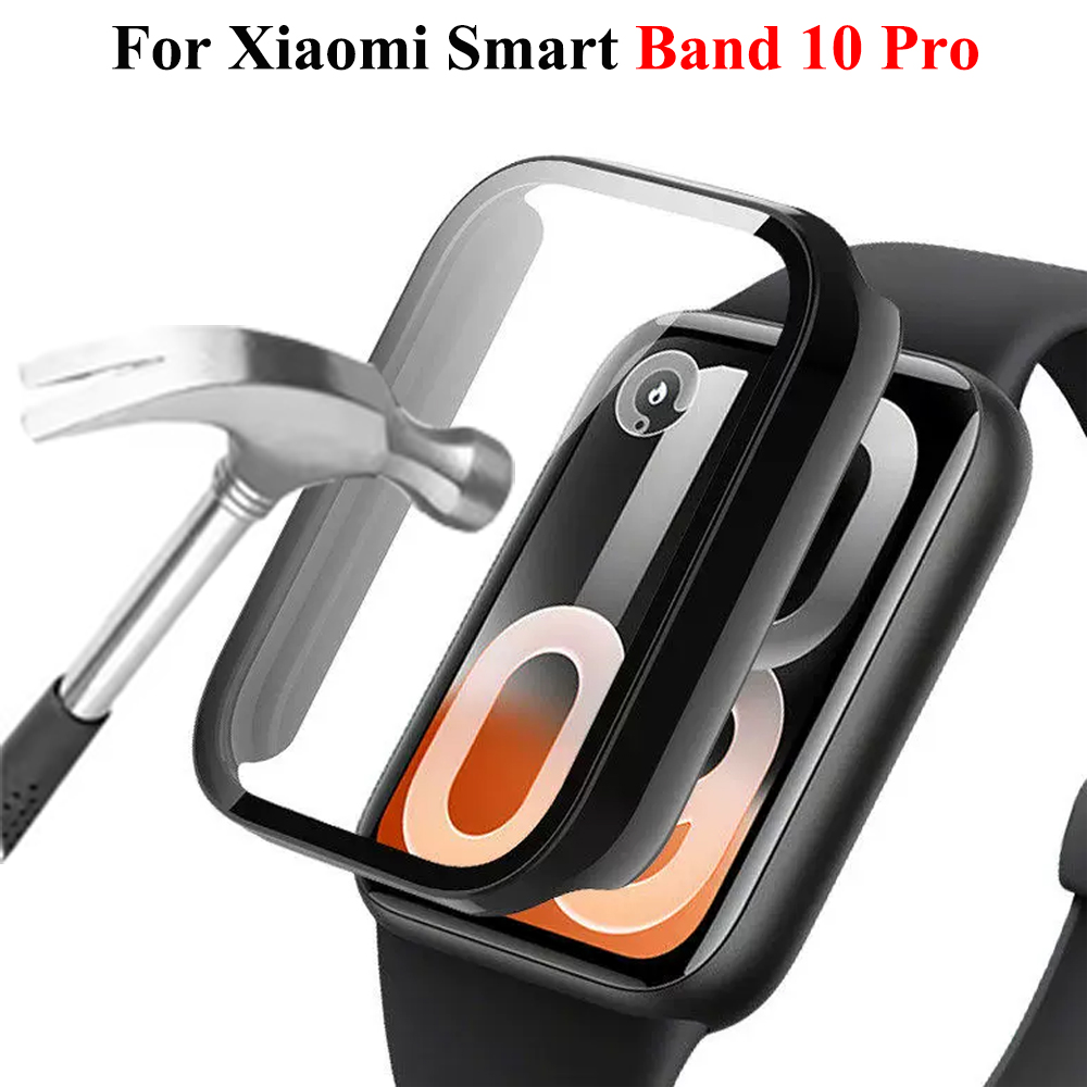 Xiaomi Luxury Watch - Xiaomi Mi Band 10Proスマートウォッチ用ガラス+ケース、全面保護スクリーンプロテクター、PCバンパー、強化ガラス、Mi Band 10