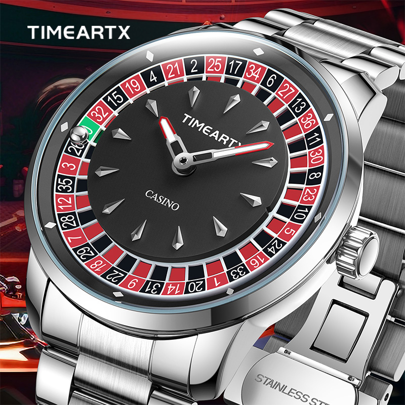 Luxury Watch Investment - TIMEARTX ブランドの新しい高級クォーツ時計男性用ヨーロッパルーレットポーカーゲーム腕時計
