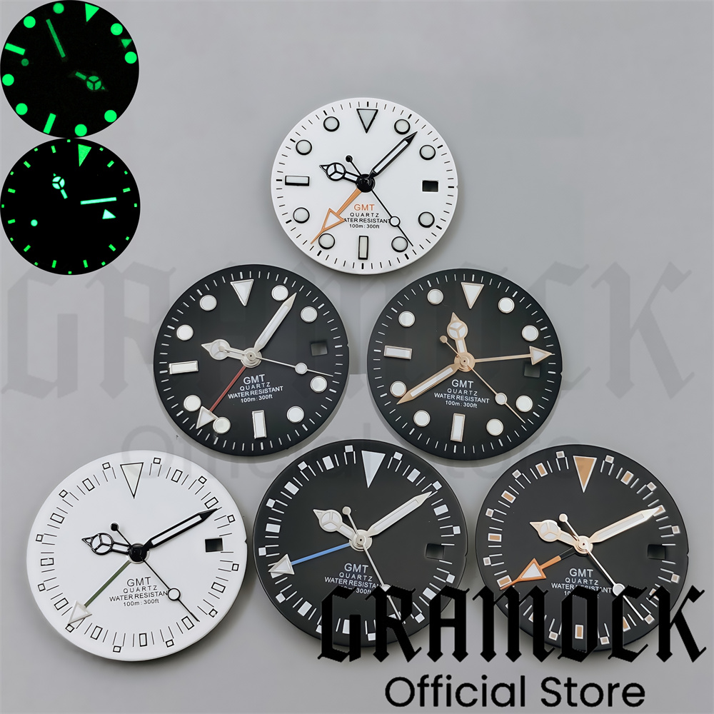 Luxury Watch With Green Dial - クォーツムーブメント付き時計ダイヤル,緑の手,黒,白,発光フィット,ロンダ515, 515〜24時間,29mm, 515