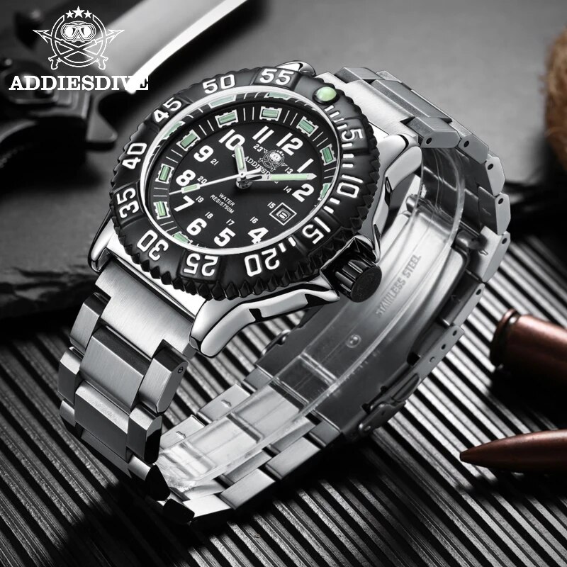 Luxury Watch Longines - アドディーダイブ男性ファッションカジュアル時計カレンダー表示50m防水チューブ発光時計ブラックダイヤル回転ベゼルクォーツ時計