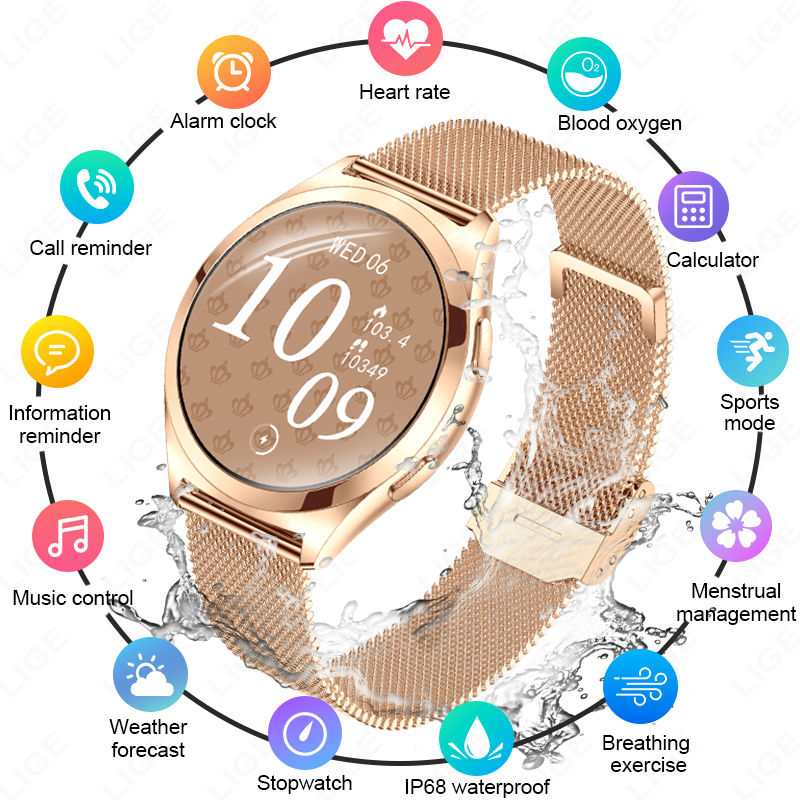 Luxury Watch In The World - LIGE 高級スマートウォッチ女性用 1.27 インチ Bluetooth 通話カスタムダイヤル女性用ブレスレットスポーツヘルスモニタースマートウォッチレディースギフト