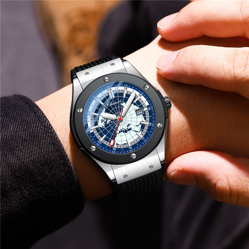 Luxury Watch In The World - CHENXI 82442 ファッションカジュアル高級スポーツ腕時計男性ブランド世界地図軍事発光腕時計男時計腕時計