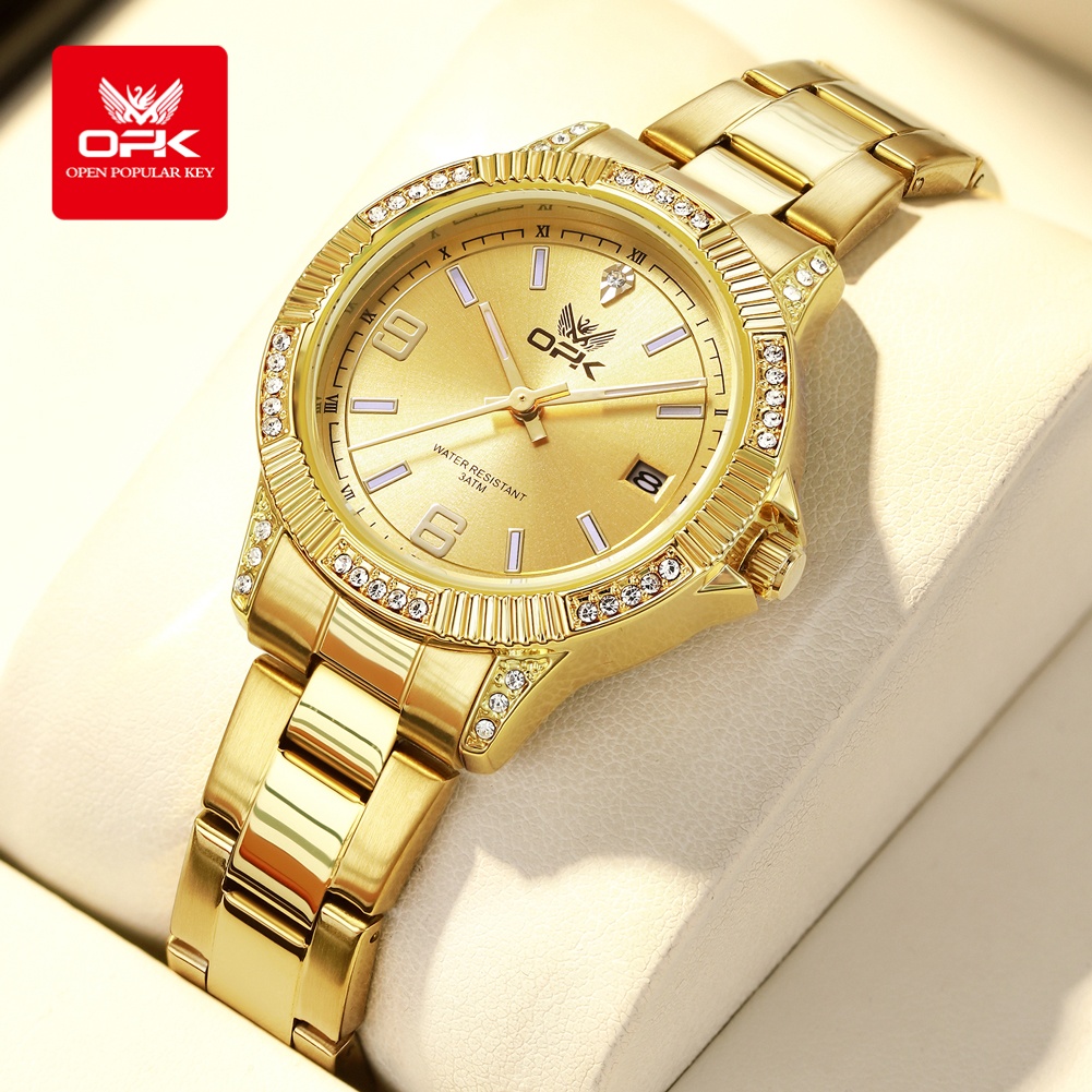 Luxury Watch All Brands - OPK 8184 高級オールゴールド女性腕時計防水発光自動日付クォーツ時計ブランドオリジナルレジャー男性女性腕時計