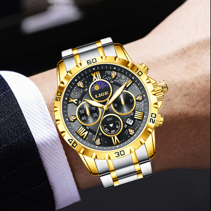 LIGE トップブランドの高級クォーツマンウォッチカジュアル - Luxury Quartz Watch Brands のレビューと価格
