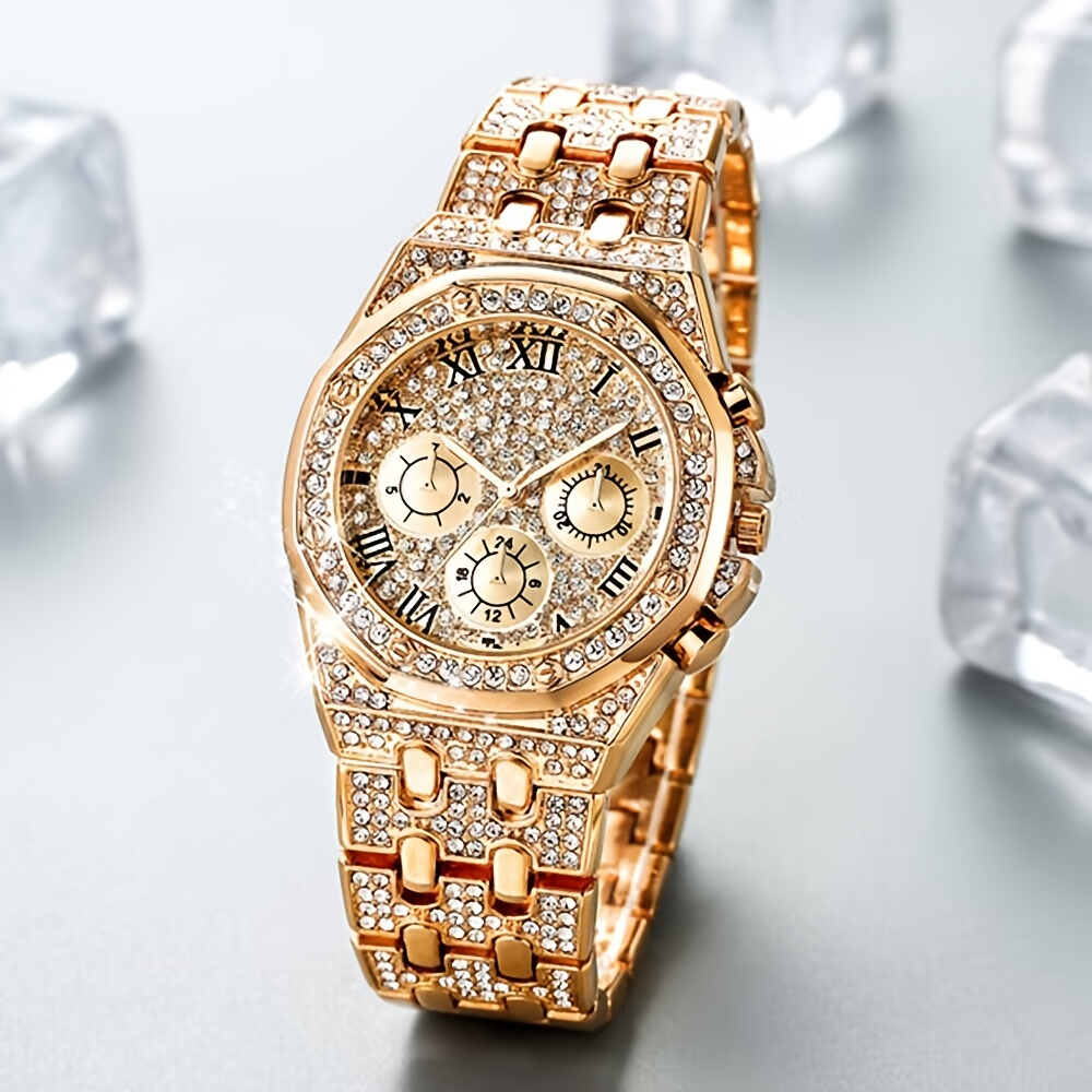 1個 ヒップホップ ラインストーン装飾 ファッションラグジュ - Luxury Watch Sale のレビューと価格
