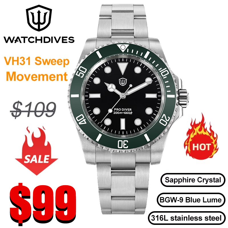 Watchdives WD1680Q V2 グリーンダイヤル - Luxury Watch With Green Dial のレビューと価格