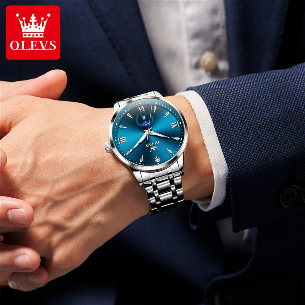 OLEVS ムーンフェイズメンズ腕時計カレンダー 30 メー - Luxury Quartz Watch Brands のレビューと価格