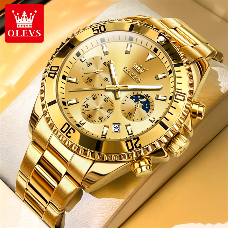 Olevs-高級メンズウォッチ,ミリタリー腕時計,ゴールド, - Luxury Watch Investment のレビューと価格