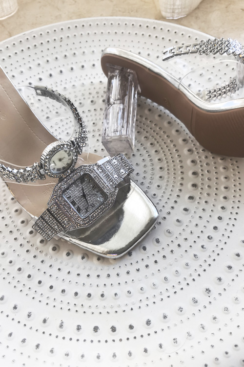 オリジナルデザインクリスタルウォッチハイヒールサンダルレディ - Luxury Watch Design のレビューと価格