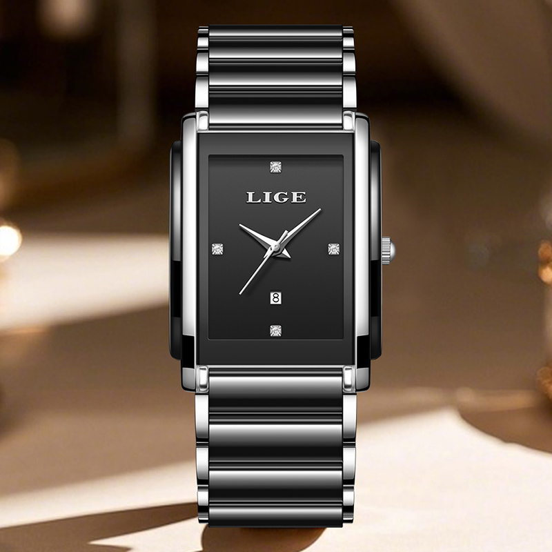 LIGE 新しい高級女性腕時計エレガントなセラミッククォーツ - Luxury Watch Gift Box のレビューと価格