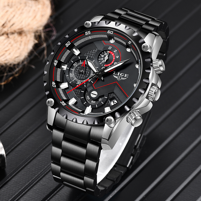 Lige-男性用高級クォーツ時計,スポーツ,耐水性,ミリタリ - Luxury Watch All Brands のレビューと価格