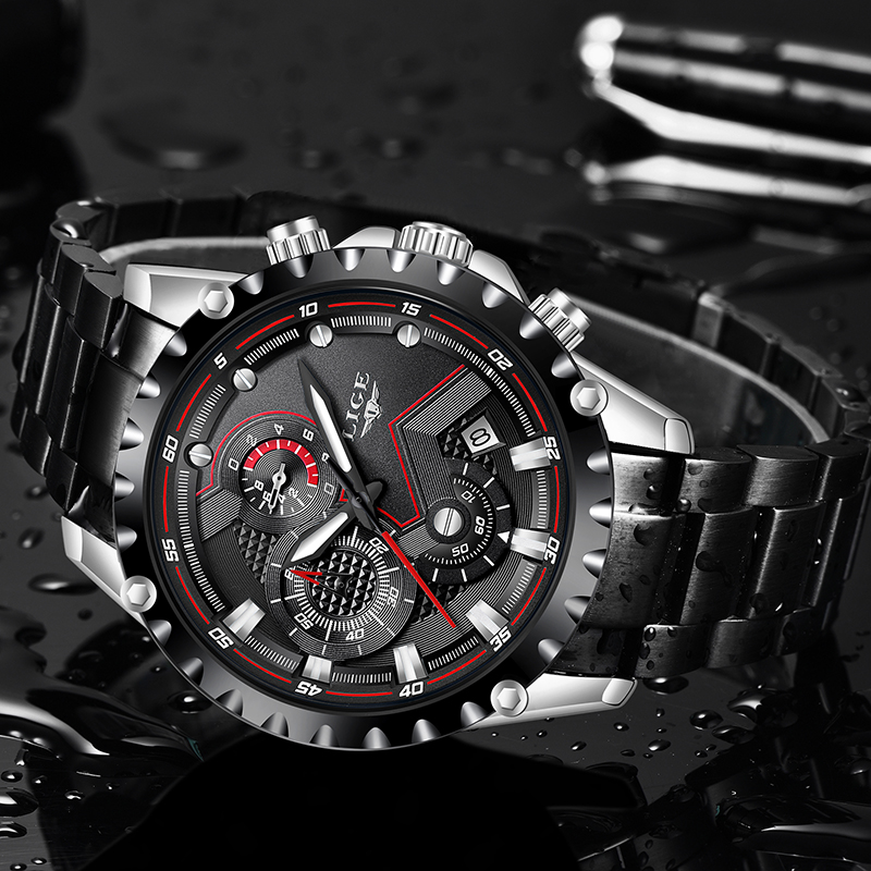 Lige-男性用高級クォーツ時計,スポーツ,耐水性,ミリタリ - Luxury Watch All Brands のレビューと価格