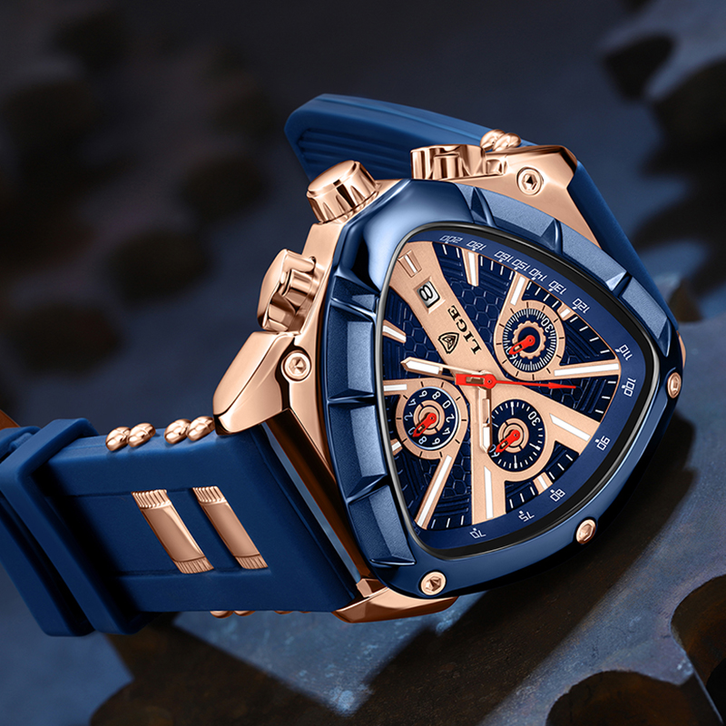 LIGE 高級ファッションクォーツマンウォッチシリコンストラ - Watch Triangle Luxury のレビューと価格