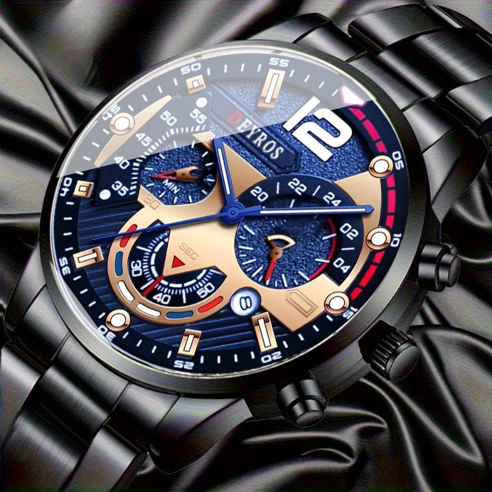 4点セット メンズ腕時計と三角形スピアヘッドネックレスセット - Watch Triangle Luxury のレビューと価格