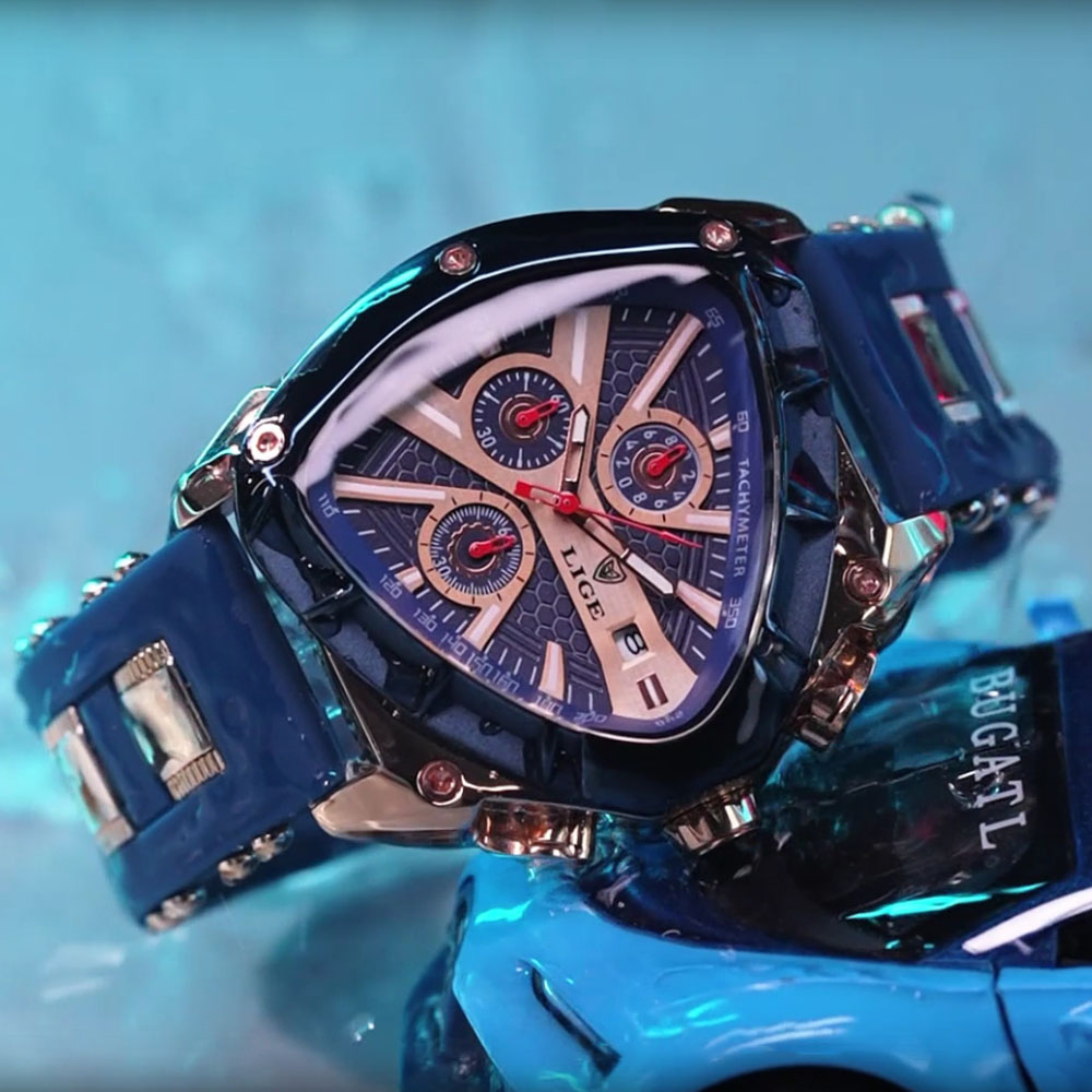 LIGE ファッションメンズ腕時計トライアングルクロノグラフ - Watch Triangle Luxury のレビューと価格