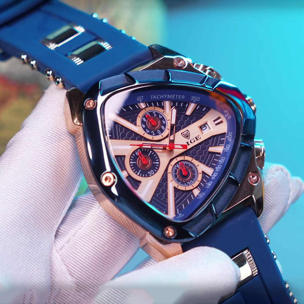 LIGE ファッションメンズ腕時計トライアングルクロノグラフ - Watch Triangle Luxury のレビューと価格