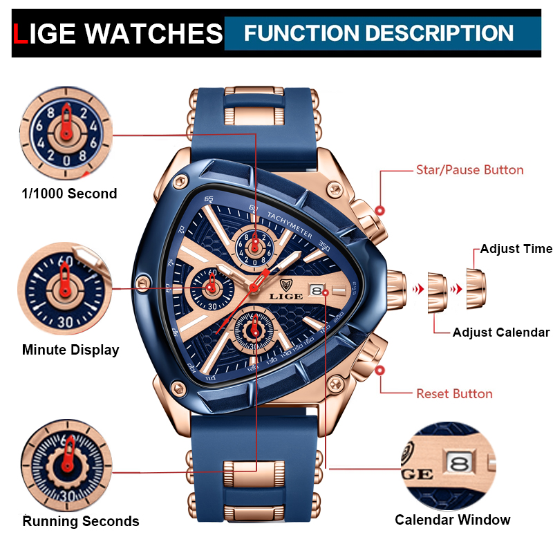 Lige-メンズラグジュアリーブランドライトトライアングルシ - Watch Triangle Luxury のレビューと価格