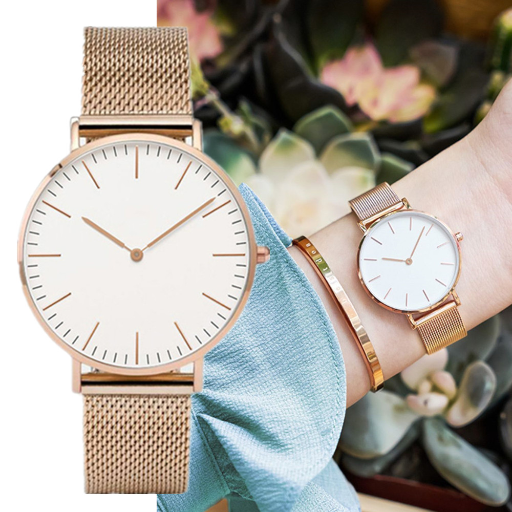 女性用ステンレスメッシュ腕時計,クォーツ腕時計,シンプル,カ - Luxury Quartz Watch Brands のレビューと価格