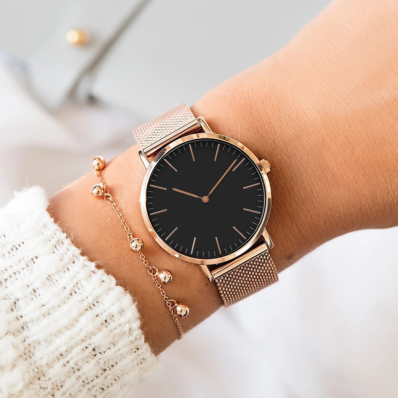 女性用ステンレスメッシュ腕時計,クォーツ腕時計,シンプル,カ - Luxury Quartz Watch Brands のレビューと価格