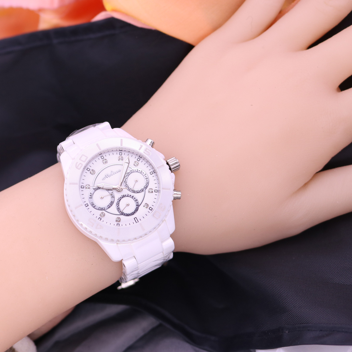 セール！！！ 割引メリッサセラミッククリスタル回転ローズカメ - Luxury Watch Sale のレビューと価格