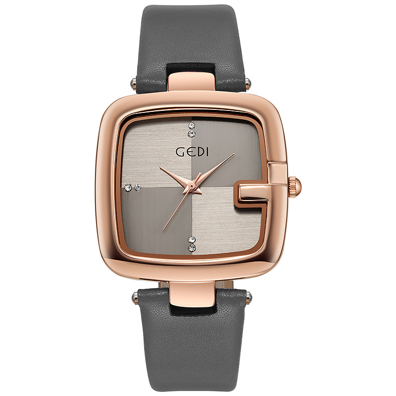 Gedi-女性用ラージスクエアダイヤル腕時計、ハイエンドレザ - Luxury Quartz Watch Brands のレビューと価格