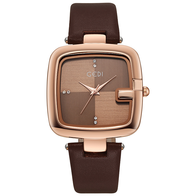 Gedi-女性用ラージスクエアダイヤル腕時計、ハイエンドレザ - Luxury Quartz Watch Brands のレビューと価格