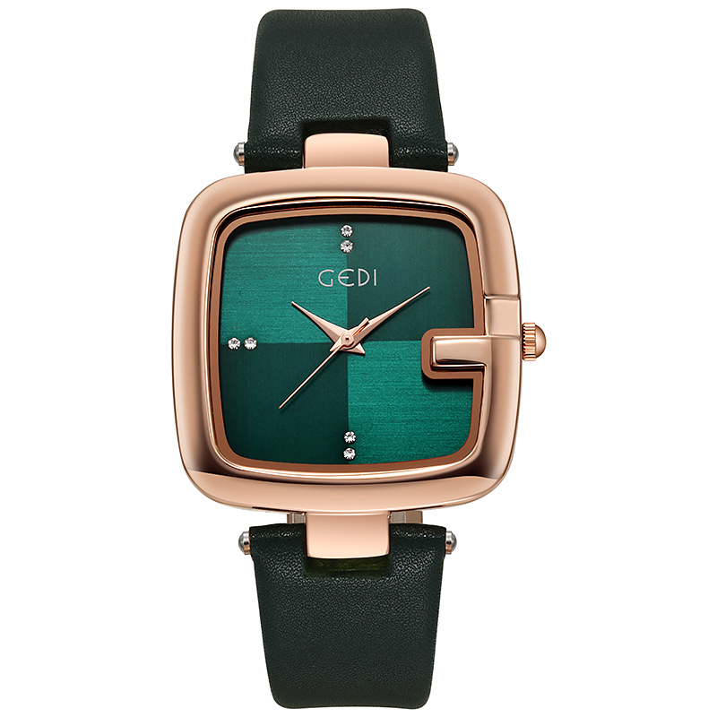 Gedi-女性用ラージスクエアダイヤル腕時計、ハイエンドレザ - Luxury Quartz Watch Brands のレビューと価格