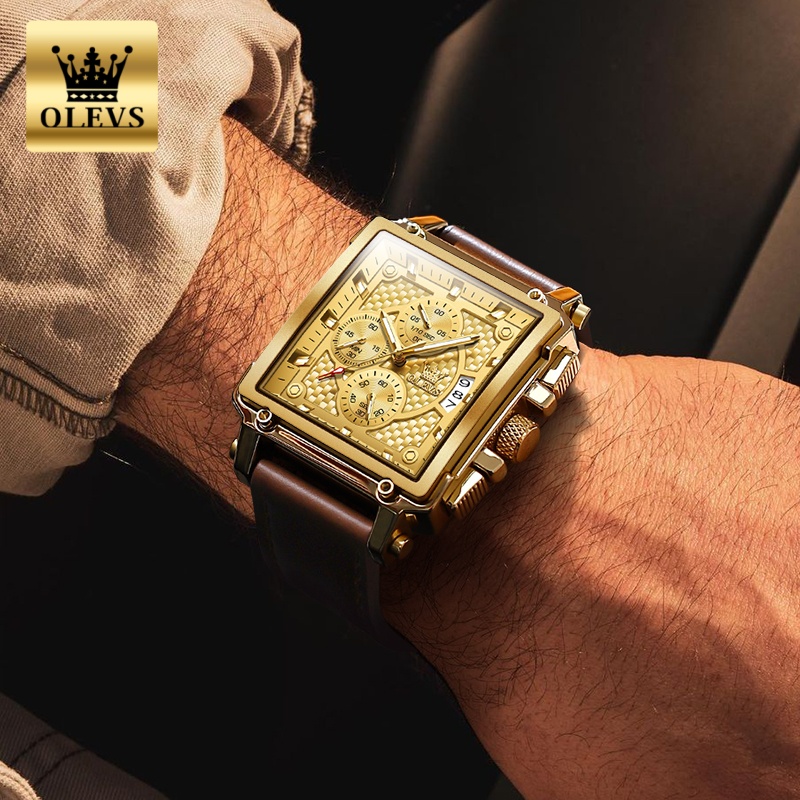 OLEVSブランド メンズ腕時計 防水 レザーストラップ ク - Luxury Quartz Watch Brands のレビューと価格