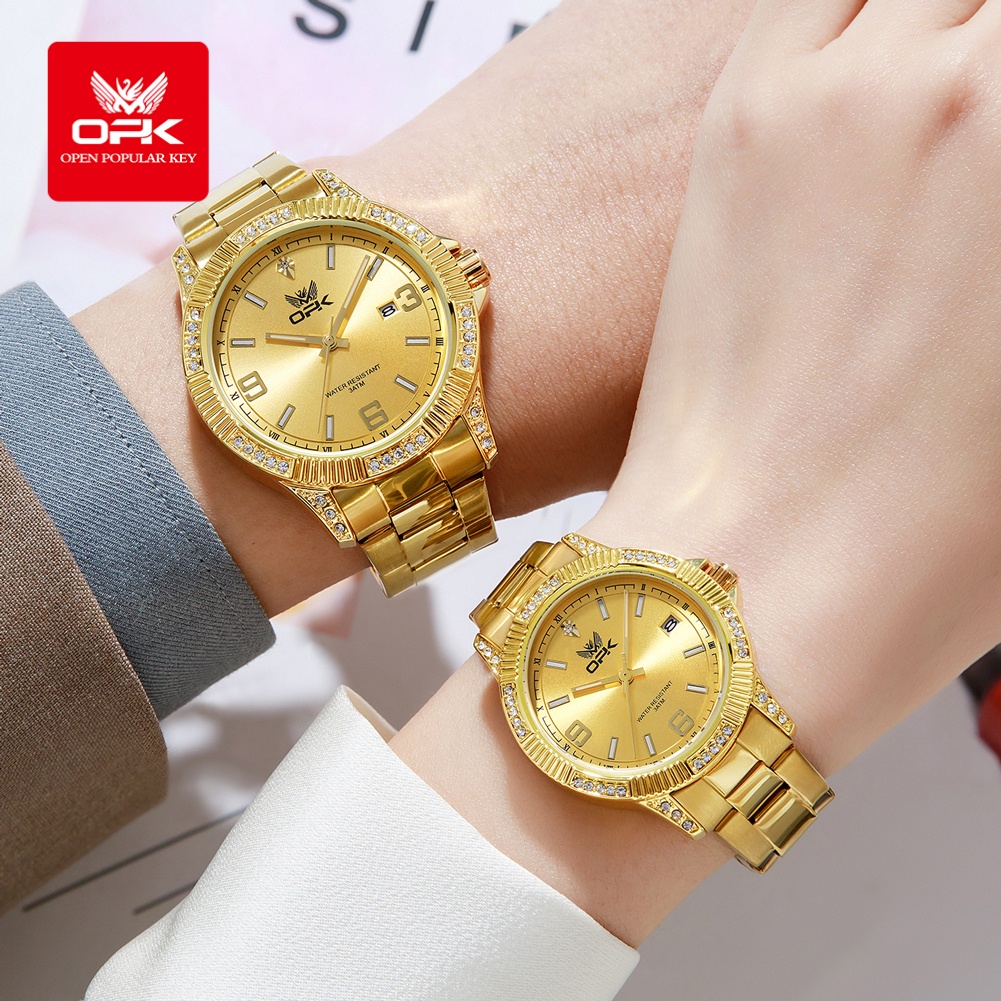 OPK 8184 高級オールゴールド女性腕時計防水発光自動日 - Luxury Watch All Brands のレビューと価格