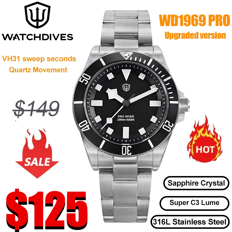 Watchdives WD1969 プロ 38 ミリメートル - Luxury Watch Longines のレビューと価格