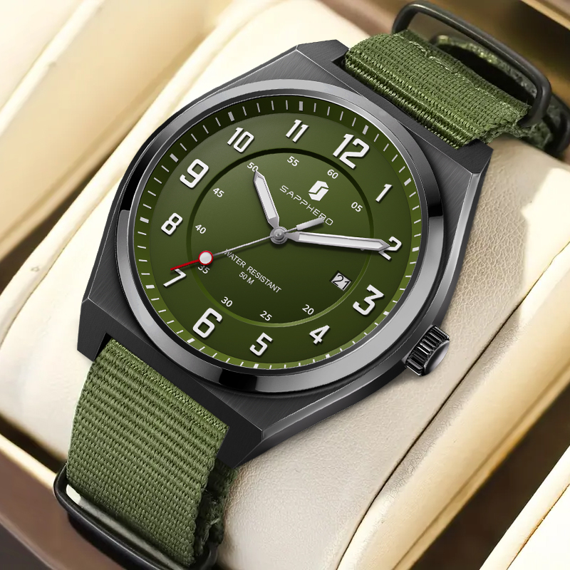 SAPPHERO メンズ スポーツ クォーツ時計 ミリタリー - Luxury Watch With Green Dial のレビューと価格