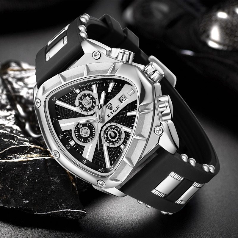 LIGE ファッションメンズ腕時計トライアングルクロノグラフ - Watch Triangle Luxury のレビューと価格