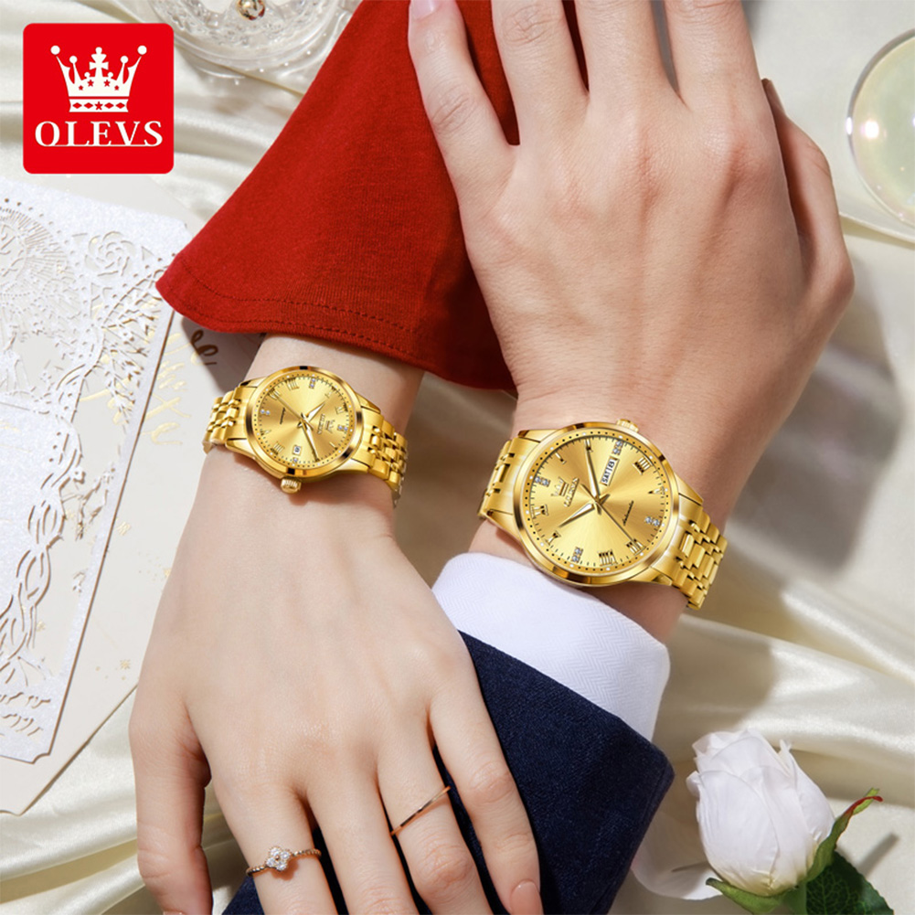 OLEVS カップルウォッチブランドの高級ゴールド全自動機械 - Luxury Watch All Brands のレビューと価格
