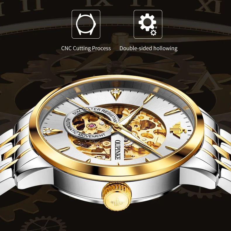 OUPINKE 高級フルホロウメンズ機械式腕時計 輸入ブラン - Luxury Watch All Brands のレビューと価格